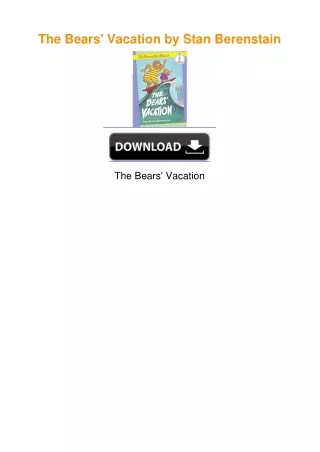 The Bears' Vacation by Stan Berenstain