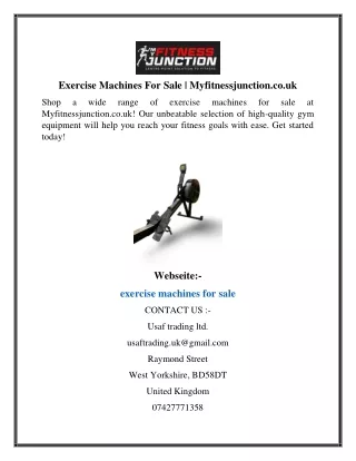 Exercise Machines For Sale  Myfitnessjunction.co.uk