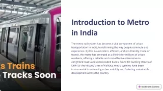 Introduction to Metro in India