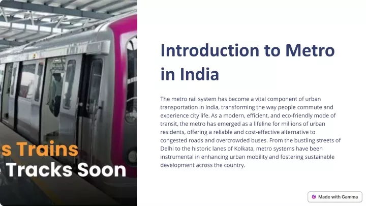 introduction to metro in india