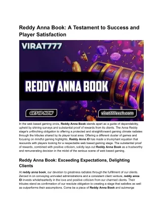 Reddy Anna Book_ A Testament to Success and Player Satisfaction