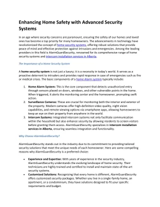 Enhancing Home Safety with Advanced Security Systems