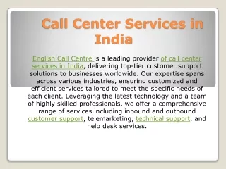 Call Center Services in India