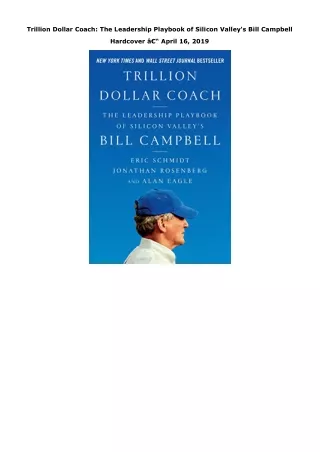 PDF Trillion Dollar Coach: The Leadership Playbook of Silicon Valley's Bill Camp