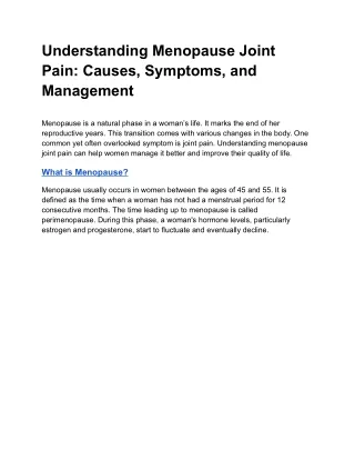 Understanding Menopause Joint Pain_ Causes, Symptoms, and Management