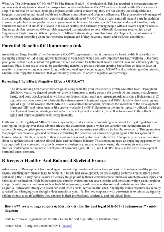 What Is Ibutamoren Mesylate: Benefits, Outcomes And Negative Effects