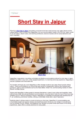 Short Stay in Jaipur