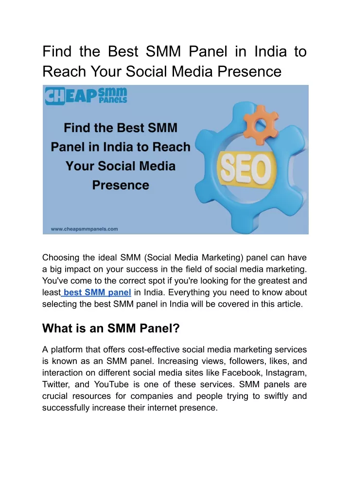 find the best smm panel in india to reach your