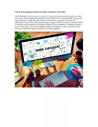 top web development institute in noida transform