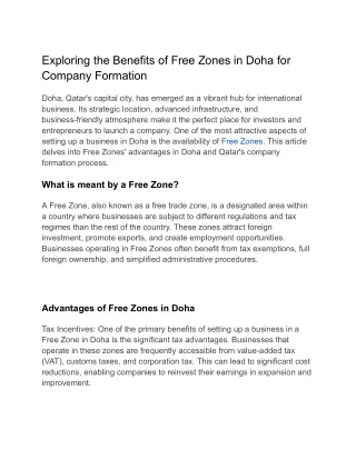 Exploring the Benefits of Free Zones in Doha for Company Formation.docx