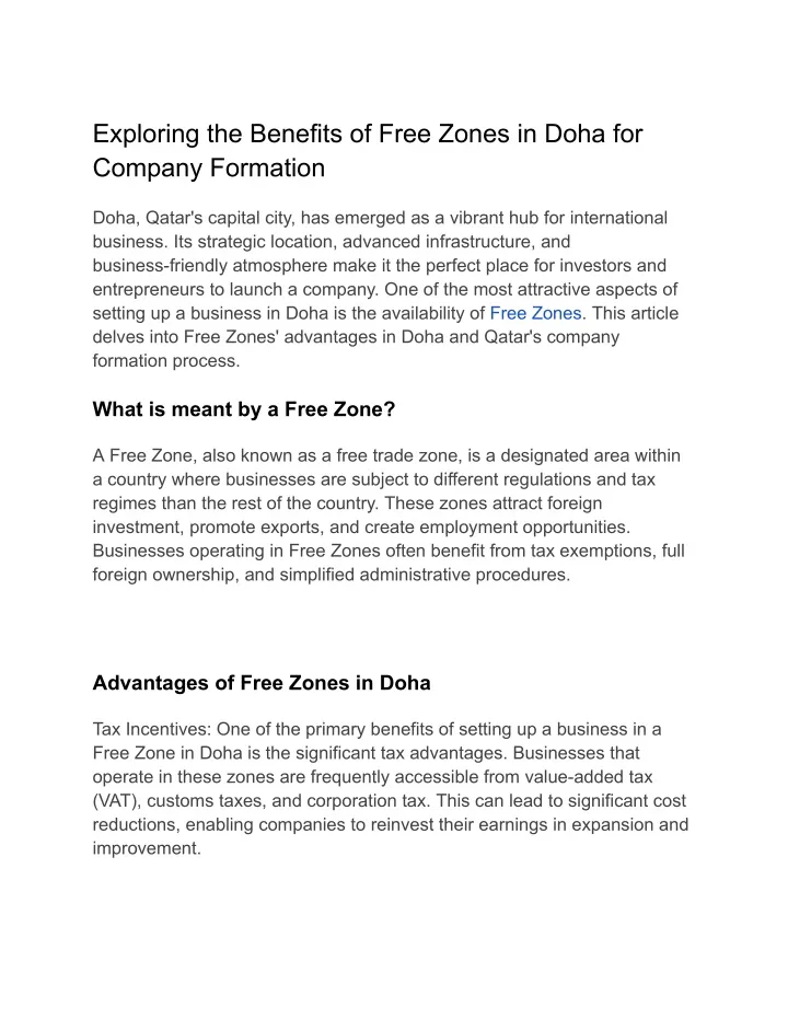 exploring the benefits of free zones in doha