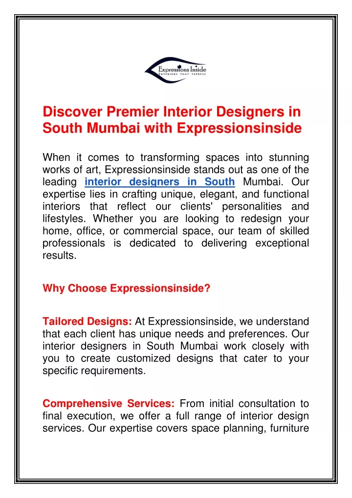 discover premier interior designers in south