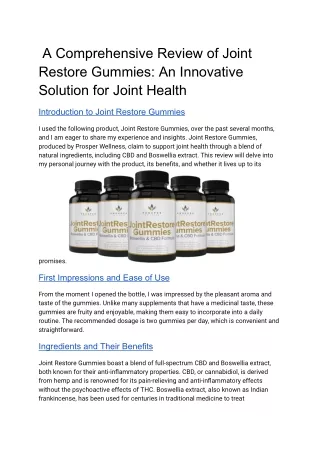 a comprehensive review of joint restore gummies
