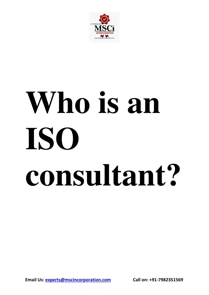 who is an iso consultant