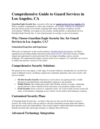 Comprehensive Guide to Guard Services in Los Angeles, CA