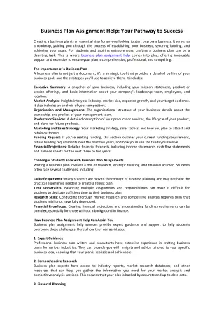 business plan assignment help your pathway