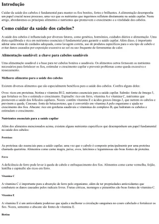 Alimentação para saúde dos cabelos: nutrientes que promovem o crescimento e a vi