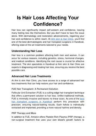 Is Hair Loss Affecting Your Confidence?