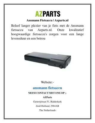 Ansmann Fietsaccu  Azparts.nl