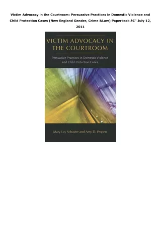 Kindle (online PDF) Victim Advocacy in the Courtroom: Persuasive Practices in Do