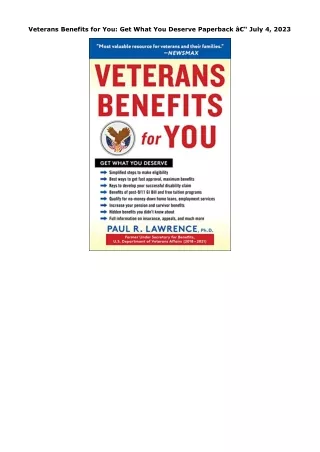 PDF Download Veterans Benefits for You: Get What You Deserve Paperback â€“ July
