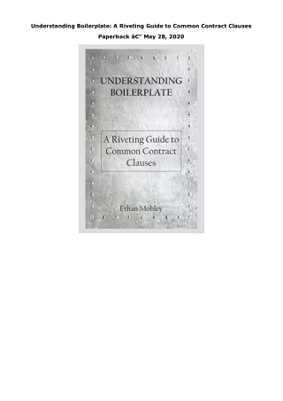 Download PDF Understanding Boilerplate: A Riveting Guide to Common Contract Clau