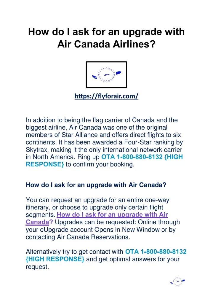 how do i ask for an upgrade with air canada