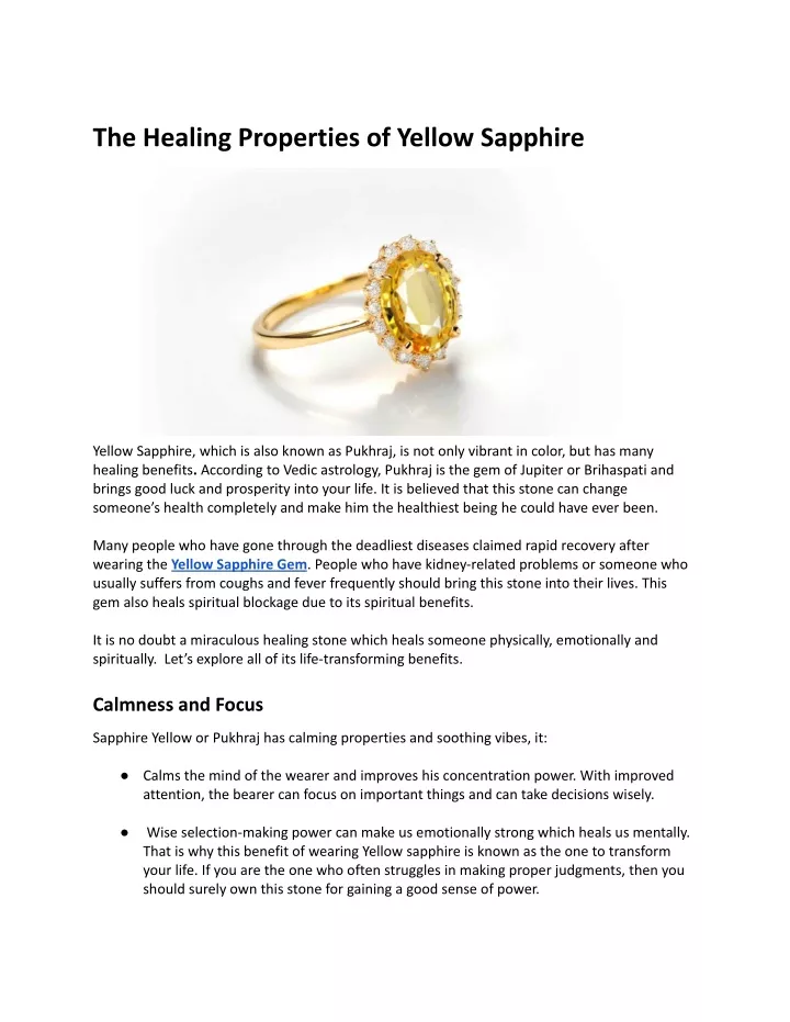 the healing properties of yellow sapphire