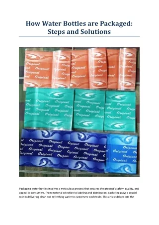 How Water Bottles are Packaged Steps and Solutions