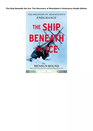 PDF The Ship Beneath the Ice: The Discovery of Shackleton's Endurance Kindle Edi