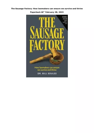 PDF Download The Sausage Factory: How lawmakers can ensure we survive and thrive