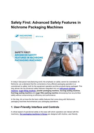 Safety First Advanced Safety Features in Nichrome Packaging Machines