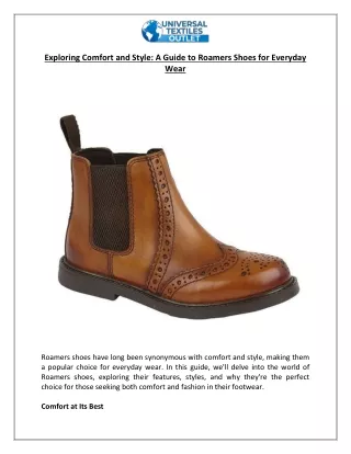 Exploring Comfort and Style A Guide to Roamers Shoes for Everyday Wear