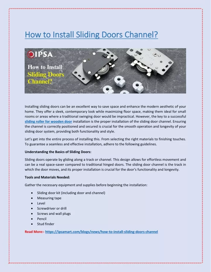 how to install sliding doors channel