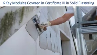 6 Key Modules Covered in Certificate III in Solid Plastering