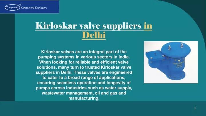 kirloskar valve suppliers in delhi