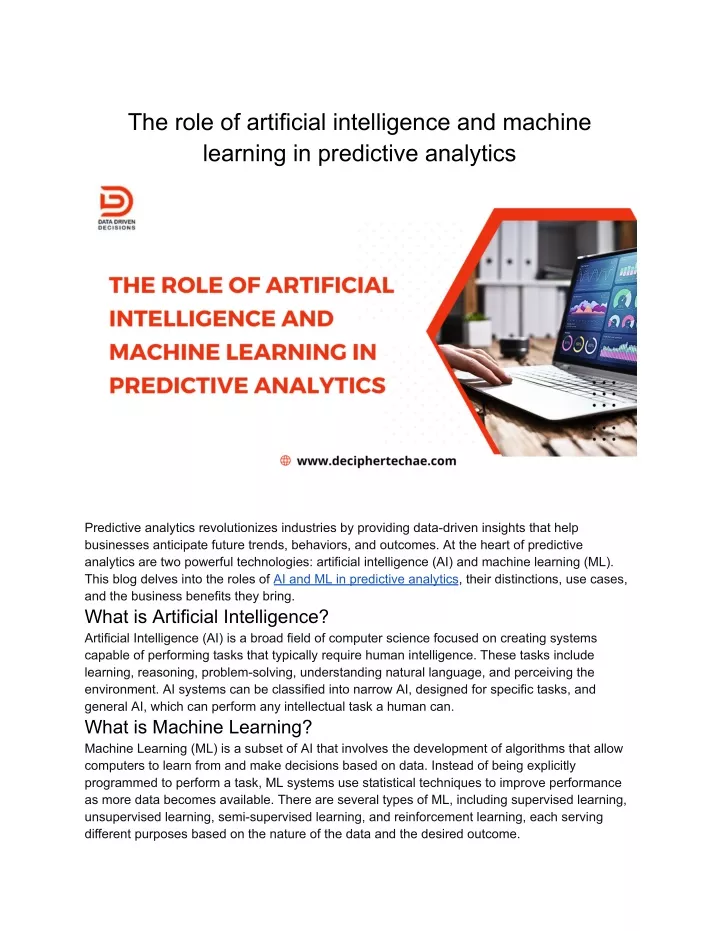 the role of artificial intelligence and machine