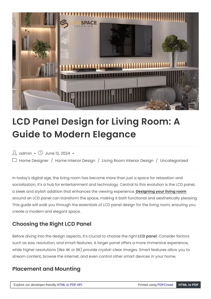 lcd panel design for living room a guide