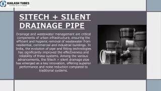 Sitech   Silent Drainage Pipe: Revolutionizing Waste Water Management in India