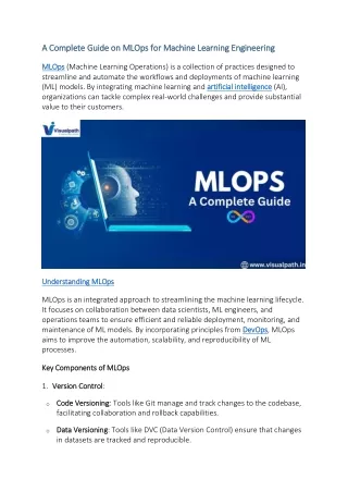 a a complete complete guide on mlops for machine