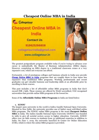 Cheapest Online MBA in India