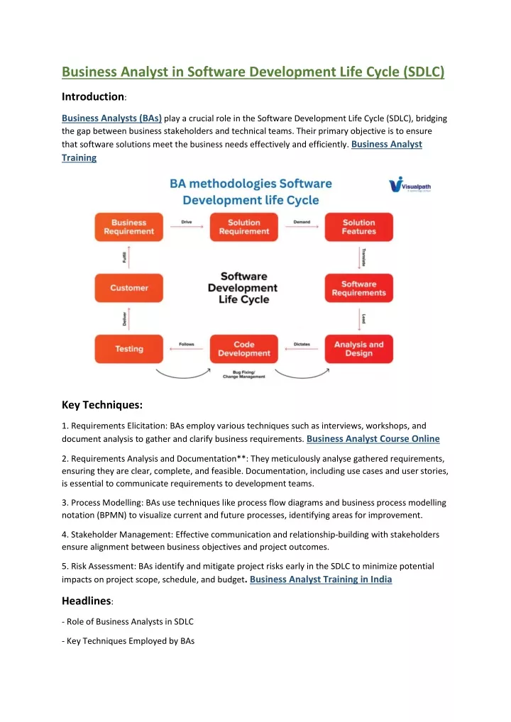 business analyst in software development life