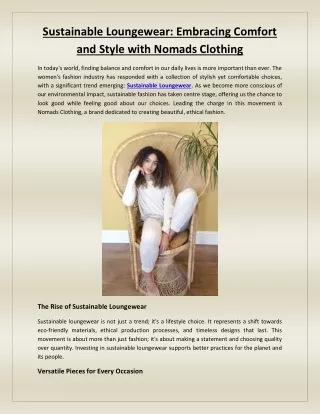 Sustainable Loungewear: Embracing Comfort and Style with Nomads Clothing