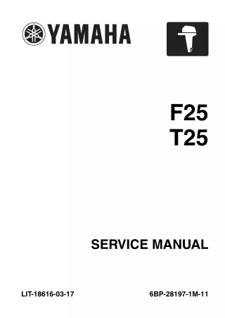 2010 Yamaha T25A 25HP OUTBOARD Service Repair Manual