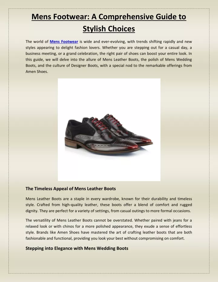 mens footwear a comprehensive guide to stylish