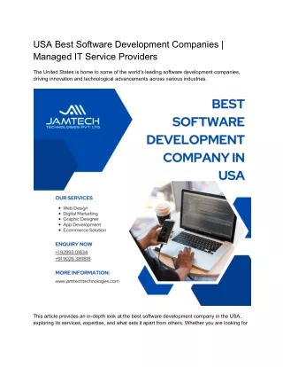USA Best Software Development Companies Managed IT Service Providers