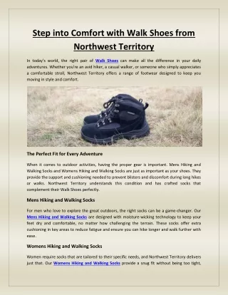 Step into Comfort with Walk Shoes from Northwest Territory