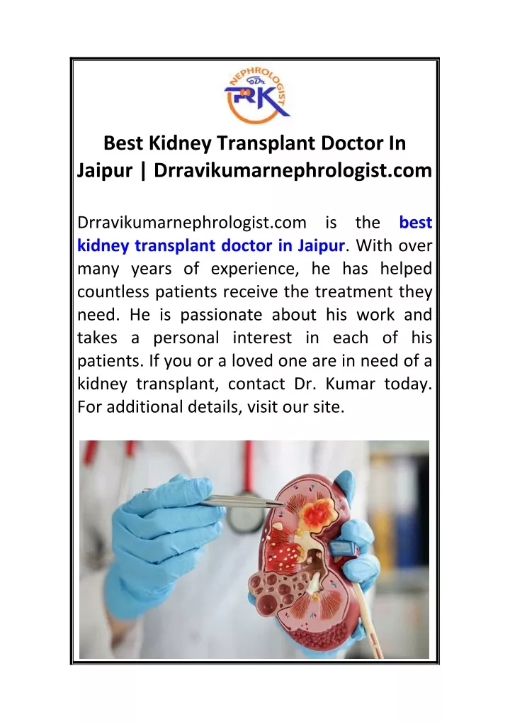 best kidney transplant doctor in jaipur