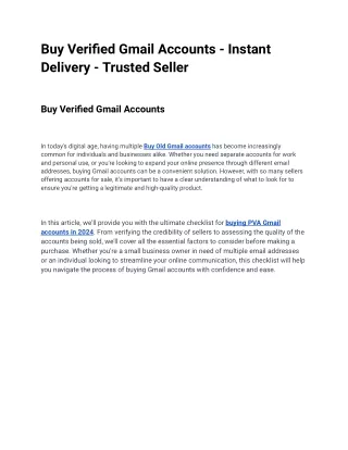 Buy Verified Gmail Accounts - Instant Delivery - Trusted Seller