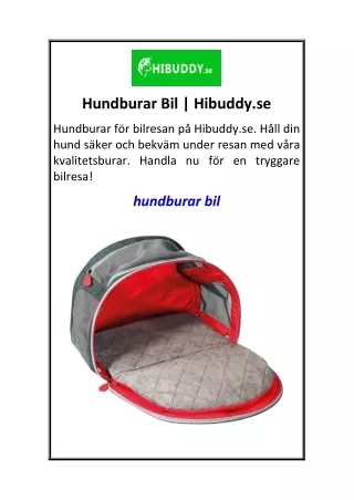 Hundburar Bil  Hibuddy.se